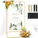 Wedding Welcome Sign Stand, Detachable Gold Easel Stand for Sign & Ground Stakes & Leather Sign Hanging Straps, Sign Holder Stand for Baby Shower, Party, Housewarming
