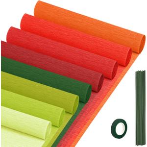 Crepe Paper Streamers 8 Rolls, 10 x 98Inch 8 Christmas Colors Crepe Paper Sheets for DIY Gift Colourful Paper Flower Wrapping Paper Crafts Birthday Wedding Holiday Party Decorations