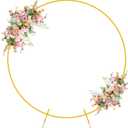 Fomcet 6FT Round Wedding Arch Circle Backdrop Stand Balloon Frame Gold Metal Wedding Arch for Ceremony Birthday Party Baby Shower Anniversary Bridal Graduation Background Decoration