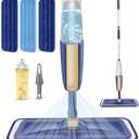 Microfiber Spray Mops for Hardwood Floor Cleaning - MEXERRIS Wet Jet Mops Dry Dust Mop with 3X Washable Pads fit for Swiffer Powermop Floor Mop Flat Mops for Wood Laminate Tile Vinyl Floor Cleaning (Bluebeige)