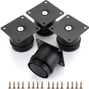 OwnMy 4PCS 2 Inch Stainless Steel Furniture Legs Feets Metal Cabinet Desk Legs, Adjustable Round Metal Furniture Risers Replacement Leg Corner Feet Heavy Duty Table Leg Extenders for Sofa Chair (Black)