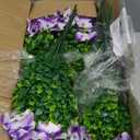 Rowfad 36 Pcs Artificial Fake Pansy Flowers for Outdoor, Faux UV Resistant Silk Pansies Flowers for Outside Planter Front Door Porch Yard Patio Window Box Home Decor (36, Lavender)