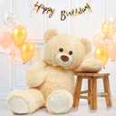 MorisMos Giant Teddy Bear Stuffed Animal 3 ft, 36 in Large Teddy Bear for Baby Shower Decor, Soft Big Stuffed Animal Plush Toy for Kid Birthday Christmas Girlfriend Valentines Gift,Beige/Cream