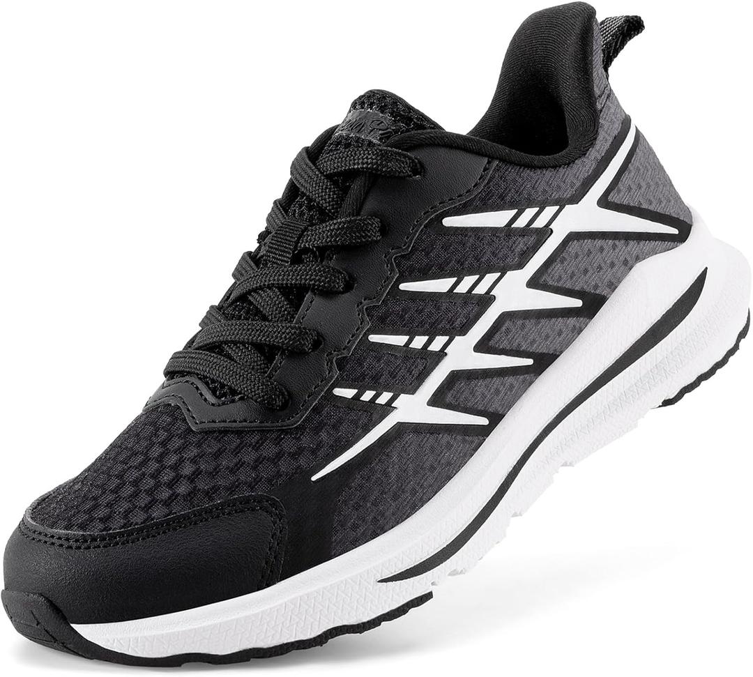 DREAM PAIRS Boys Girls Shoes Kids Tennis Athletic Running Footwear Lace Up Walking DuraPlay Breathable Lightweight Sneakers for Little/Big Kid (Black)