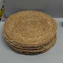 13.8'' Round Woven Placemats Set of 12, Boho Rattan Chargers for Dinner Plates, Rustic Wicker Place Mats, Straw Braided Table Placemats, for Dining Table Decor, Wedding, Farmhouse and Outdoor