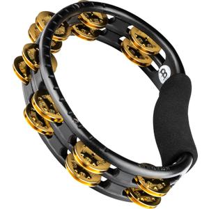 Meinl Percussion TMT1B-BK Traditional ABS Plastic Handheld Tambourine with Double Row Brass Jingles, Black