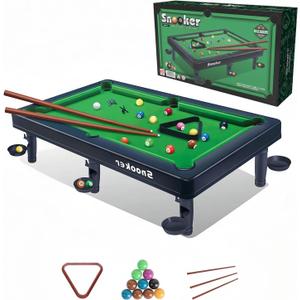 Mini Pool Table Toy  Portable Billiards Game Table for Kids & Adults, Desktop Billiard with Balls & Sticks, Family Game Night Gift for Boys Girls (Black & Green)