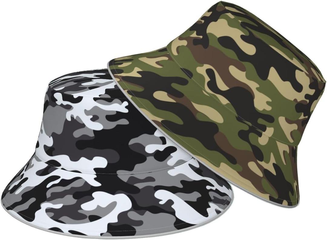 Bucket Hat Beach Summer Sun Hat Reversible Fisherman Hats Double Sided Wearing for Women Men (Black7)