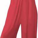 Womens Casual Sleeveless Strap Loose Adjustable Jumpsuits Stretchy Long Pants Romper with Pockets (Red, L)