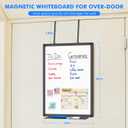 Magnetic Dry Erase Board for Doors, 24x18 Inch Whiteboard with Adjustable Long Arm Hook Mount - Easy to Install, Portable Hanging White Board for Home, Dorm Room, Office Cubicle & Small Spaces(Black)
