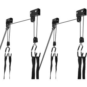 Therwen 2 Pack Kayak Hoist Lift Systems with 100 lb for Kayaks Canoes Surfboards Bikes Ladders Garage Storage Canoe Lift Pulley System Capacity Ceiling Mount Hoists