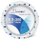 Lamosi 8.5 Inch Disposable Paper Plates, Paper Plates 200 Count, Soak Proof, Cut Proof, Heavy Duty Disposable Plates for Everyday Use, Party, Wedding