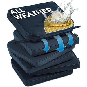 SUNROX DryFast Foam Outdoor Chair Cushion with DryMesh Drainage, All-Weather FadeShield Water Resistant Patio Furniture Cushions, Ultra Durable Patio Chair Cushions 18.5"x16", 6 Pack Navy