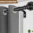 KAMANINA 2 Pack Curtain Rods for Windows 48 to 84 Inch, Black Heavy Duty Curtain Rod Adjustable, 7/8 Inch Single Decorative Drapery Rods 32 to 86 Inch(2.6-7.1Ft), Netted Texture Finials