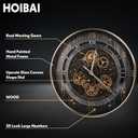 HOIBAI Wall Clock, 24 Inch Moving Gears Clock Large Wall Clock for Living Room Decor Rustic Vintage Industrial Steampunk Farmhouse Big Clock for Home Kitchen Bedroom Office