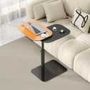 C Shaped Side Table,Adjustable Height C Shaped End Table,360Swivel Couch Tables That Slide Under,Double Tabletop Under Couch Table for Living Room,Bedroom,Small Spaces