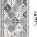 2x6 Runner Rug, Soft Non-Slip Boho Moroccan Rug, Low-Pile Printed Indoor Runners for Entryway, Hallways, Kitchen, Laundry Room, Bedside- Gray/Gold