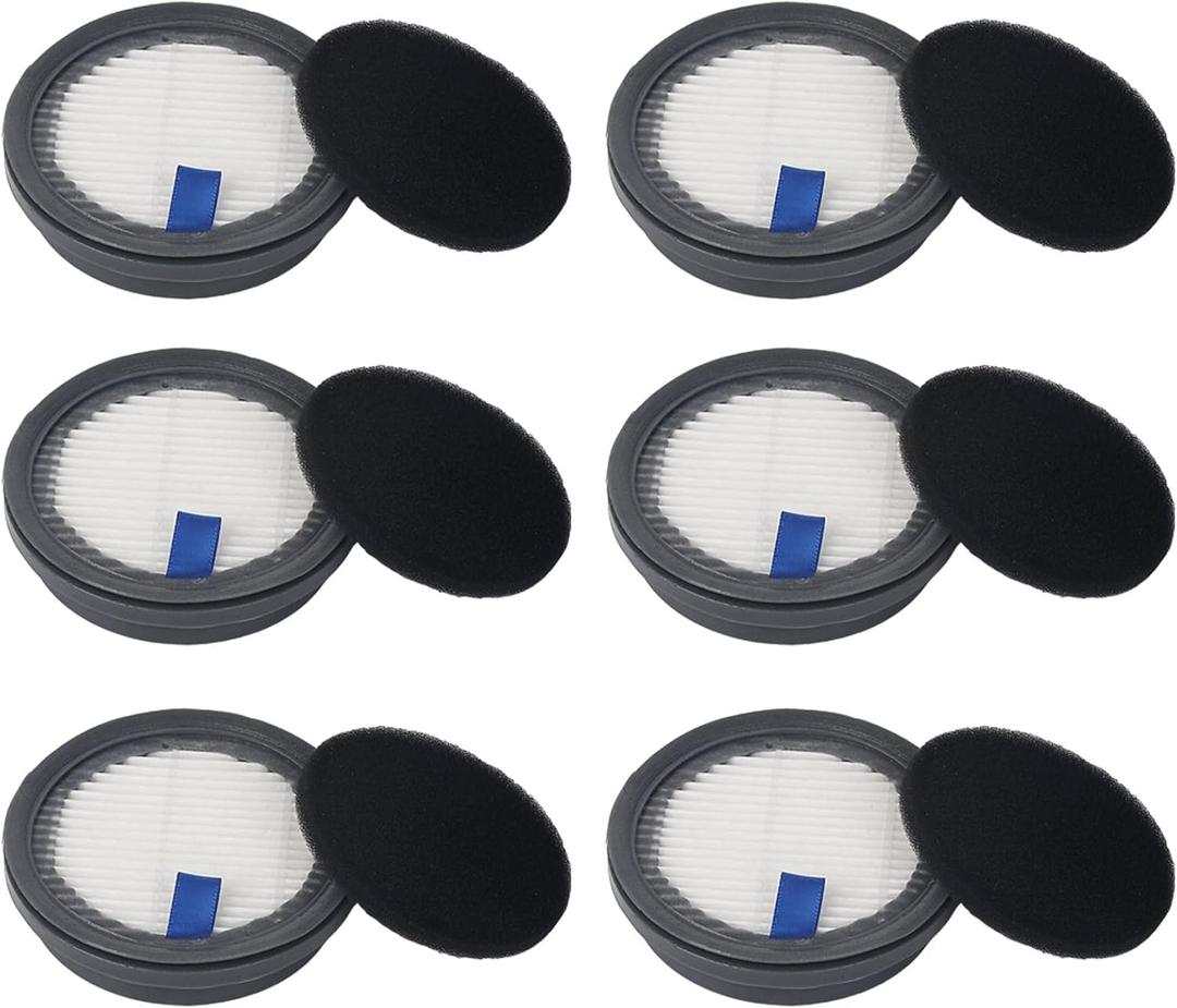 HEPA Filters & Sponge Filters Fit for Afoddon A200Pro/A200, ORFELD B08/C10A/C10G, NEQUARE S12, S25, S25Pro, S26 Series Cordless Vacuum Cleaner (6 Pack HEPA Filters & 6 Packs Sponge Filters)