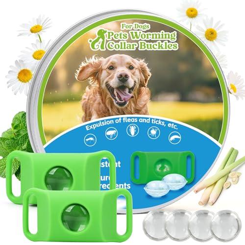Trihood - Natural Flea and Tick Prevention Dog Tag – 2 Pack Waterproof Collar Pendant with 4 Extra Refills, Green, Safe for All Breeds Collar Not Included