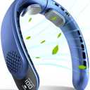 FrSara Rechargeable Neck Fan, Personal Fan with LED Display, 3 Speeds with 4000mAh Battery Powered, Supports USB TYPE-C, Portable, Ideal & Quiet for Women, Men Travel, Outdoor, Blue