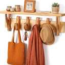 Geelin 24 Inch Coat Rack Wall Mount with Shelf, Entryway Wall Shelf with Hooks, Wood Shelves with 4 Hooks for Entryway Living Room, Bedroom, Kitchen Boho Bathroom Decor