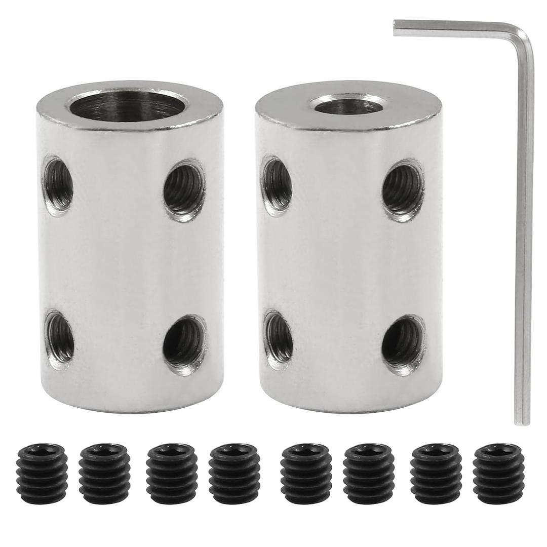 BokWin 2 Pcs Bore Rigid Coupling Set 5mm to 8mm Shaft Coupler Connector Stainless Steel Coupler Rigid Couplings for 3D Printers Motor Accessories