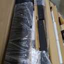 Feonase Queen Size Lift Up Storage Bed Frame, Linen Upholstered Platform Bed with Wingback Headboard, Hydraulic Storage, No Box Spring Needed, Black