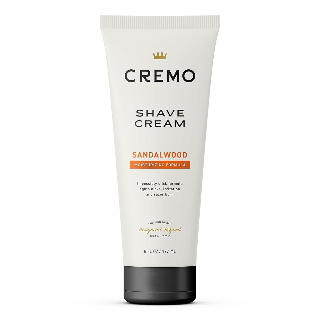 Cremo Sandalwood Shave Cream, Astonishingly Superior Ultra-Slick Shaving Cream for Men, Fights Nicks, Cuts and Razor Burn, 6 Fl Oz