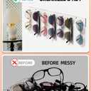 MaxGear Sunglasses Organizer Wall Mount, 4-Pack Acrylic Eyewear Display Holder with 28 Slots, for Glasses/Sunglasses Storage, Includes Adhesive Tape & Screws, Clear Wall Mounted Shelf for Closet, Door
