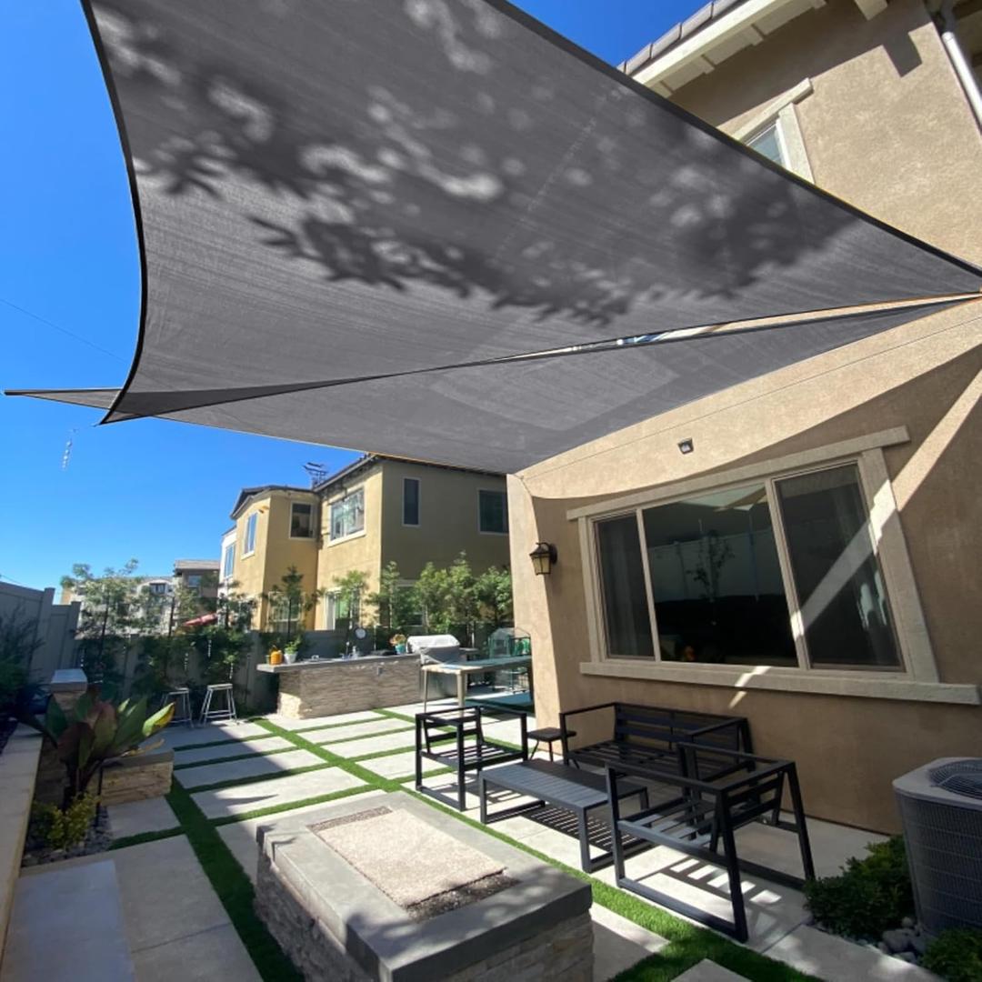 SUNLAX Sun Shade Sail 8' x 8' x 8' Dark Grey Triangle Canopy Sail Shade Cover UV Block Permeable Sunshade Outdoor for Patio Backyard 