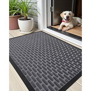 Color&Geometry Outdoor Mat for Front Door Home Entrance Outside Entry Patio Waterproof Heavy Duty Doormat Outdoor Floor Welcome Matt - 24"x36" Black
