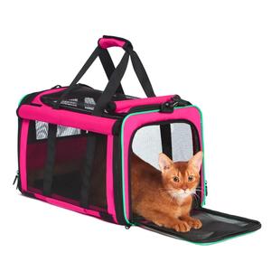 Paw Ballet Pet Carrier Durable Airline Approved Dog Cat Carrier Foldable Cat Carrier with Rolling Cover Soft Cat Carrier for Small Pink