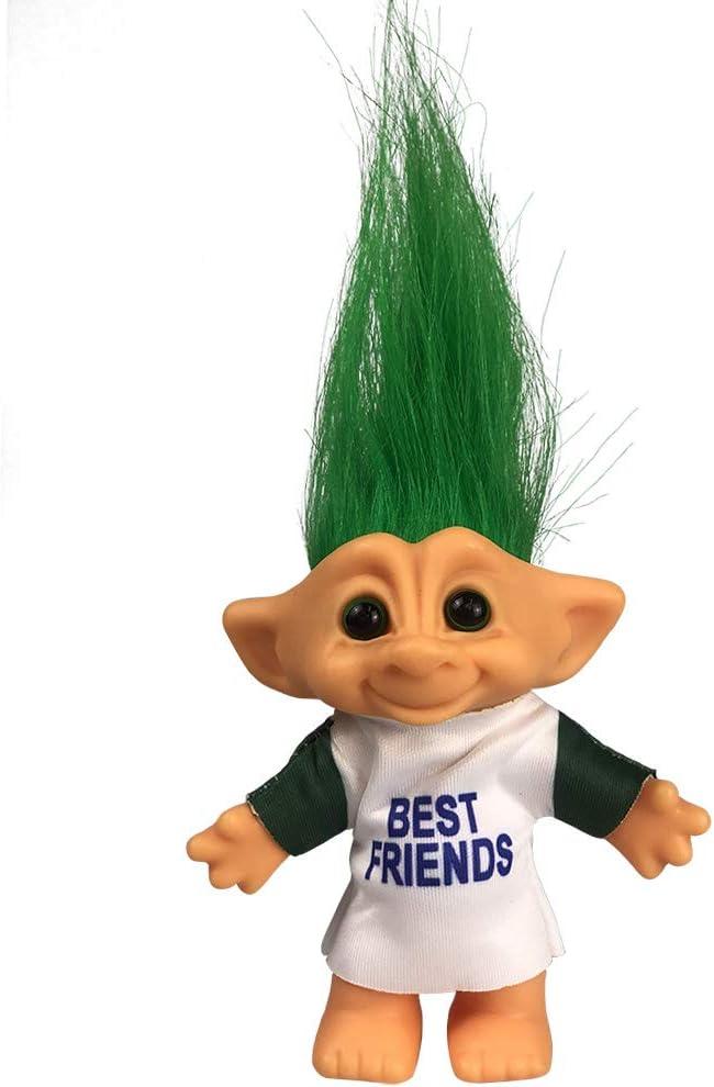Vintage Troll Dolls Chromatic Adorable for Collections, School Project, Arts and Crafts, Party Favors - 7.5" Tall Green(Include The Length of Hair)