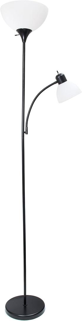 Simple Designs LF2000-BLK Mother-Daughter Floor Lamp with Reading Light, Black (Single Pack)