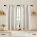 OVZME Cafe Curtains 45 Inch Length 2 Panels, Thick Textured Kitchen Door Curtains, Semi Privacy Light Filtering Half Short Bedroom Curtains for Small Window Living Room Dining, 2x30Wx45L, Linen Color