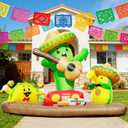 DomKom 6FT Cinco De Mayo Inflatables Fiesta Party, Blow up Outdoor Decorations Cactus Avocado Taco Mexican Party May 5 Sombreros Built-in LEDs Light Fiesta Maracas for Garden Lawn Yard