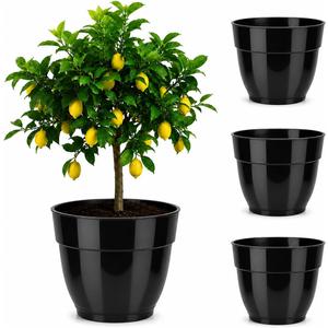 4 Pack 16 Inch Large Plant Pots,Plastic Planters for Outdoor Plants