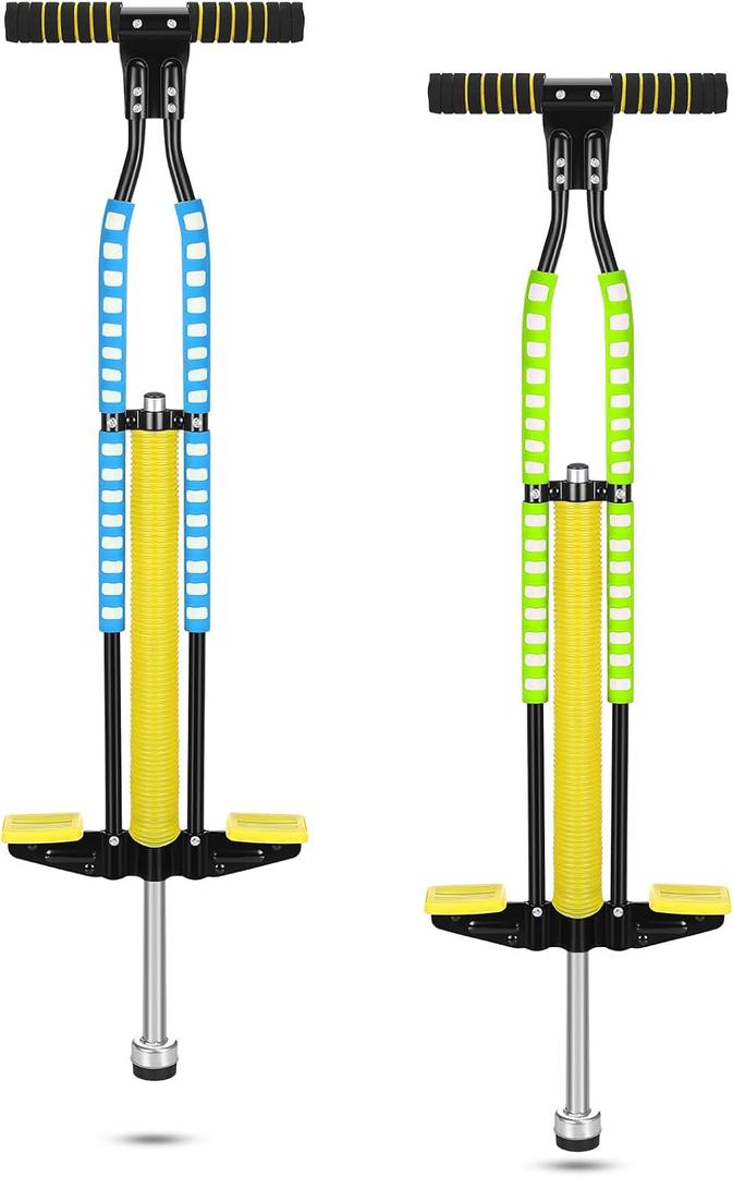 Leitee 2 Pcs Pogo Stick, Suitable for 80-160 Lbs, Soft Foam Jump Stick, Easy Grip Handles, for Beginners Teens Adults Outdoor Exercise Body Balance Keep Healthy(Blue, Green), 11 x 39 inch