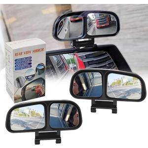 Blind Spot Mirror, Left and Right Adjustable Rearview Mirror Car Auxiliary Wide Angle Mirrors Stick for Universal Cars Truck SUV, Dark Grey, 5.12*2.95*1.77 inches