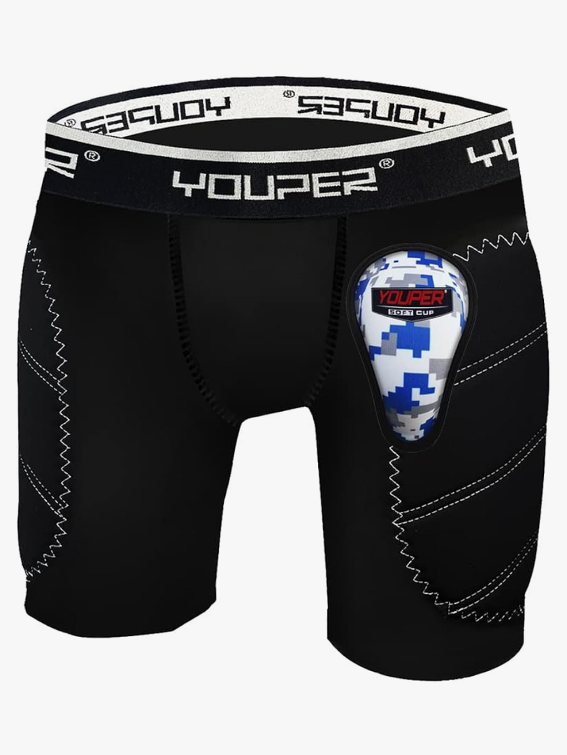 Youper Boys Youth Padded Sliding Shorts with Soft Protective Athletic Cup for Baseball, Football, Lacrosse Ya-S