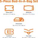Amazon Basics 5-Piece Microfiber Kid's Bed-in-a-Bag Bedding Set, Twin, Blue, Solid