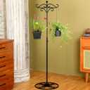 Blulu 34-55 Inch Adjustable Shepherds Hook with Base Indoor/Outdoor Black Iron Wind Chime & Hummingbird Bird Feeder Hanging Plant Stand for Garden Plants & Weddings/Events Home Decor