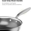 COOKER KING 11-Inch Hybrid Stainless Steel Wok with Lid, Nonstick Stir Fry Pan & Deep Frying Pan, Tri-Ply Clad Honeycomb Everyday Pan, Induction Ready, Oven & Dishwasher Safe, PFOA Free