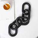 Black 22inch Rustic Wood Chain Link Decor,5 Link Wooden Chain Decor Ornament Farmhouse Home Decoration, Coffee Table Chain Decor for Living Room,Tv Stand Decor Wooden Decorative Objects for Bookshelf