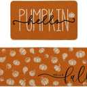 Artoid Mode Orange Hello Pumpkin Fall Kitchen Mats Set of 2, Autumn Home Decor Low-Profile Kitchen Rugs for Floor - 17x29 and 17x47 Inch