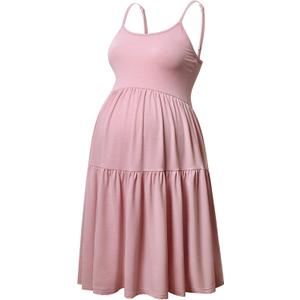 GINKANA Women's Sleeveless Maternity Dress Adjustable Strappy Summer Casual Swing Dress for Daily Wearing Or Baby Shower (Large, Dark Pink) GINKANA Women's Sleeveless Maternity Dress Adjustable Strappy Summer Casual Swing Dress for Daily Wearing Or Baby Shower (Large, Dark Pink)