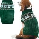 FUAMEY Dog Christamas Sweater, Warm Dog Sweater Classic Snowflake New Year Turtleneck Sweaters Knitwear Cold Weather Dogs Pullover for Dogs Puppies & Cats Bulldogs Corgi with Leash Hole (Small(Chest:14.5in))