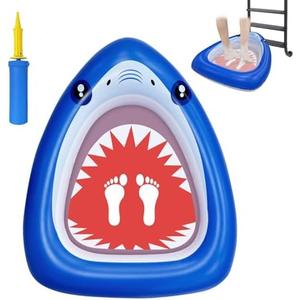 Nattork Inflatable Foot Bath Basin for Pool Entry, Foldable Foot Wash Tub for Above Ground Swimming Pools, Hot Tubs, and Outdoor Spas, Lightweight Foot Cleaning Basin for Pool Ladder Hygiene Shark, Pack Of 2 