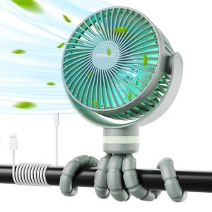 Momcozy 8000mAh Portable Stroller Fan, 27H Ultra-long Battery Life Detachable 4 Speed 360Rotate LED Night Light with 2 Modes, USB Rechargeable Handheld Cooling Fan for Travel/Car Seat/Bedroom (Sage Green)