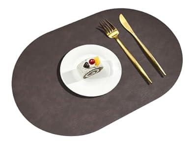 Oval Leather Placemats Set of 6 Washable,Heat Resistant Table Mats for Dining Table, Durable and Easy to Clean for Daily Use 